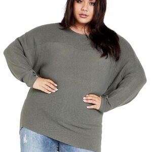 City-chic Women's Grey and Green Jumper
